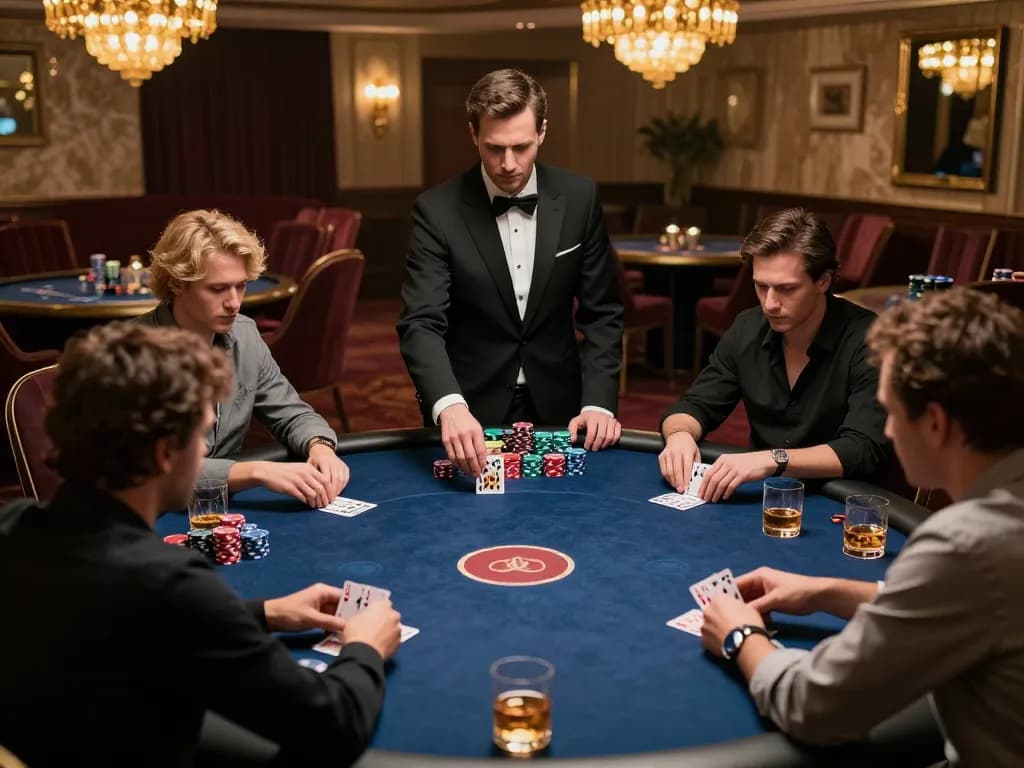 Engaging poker game scene at 5699 com's exclusive high-stakes tables