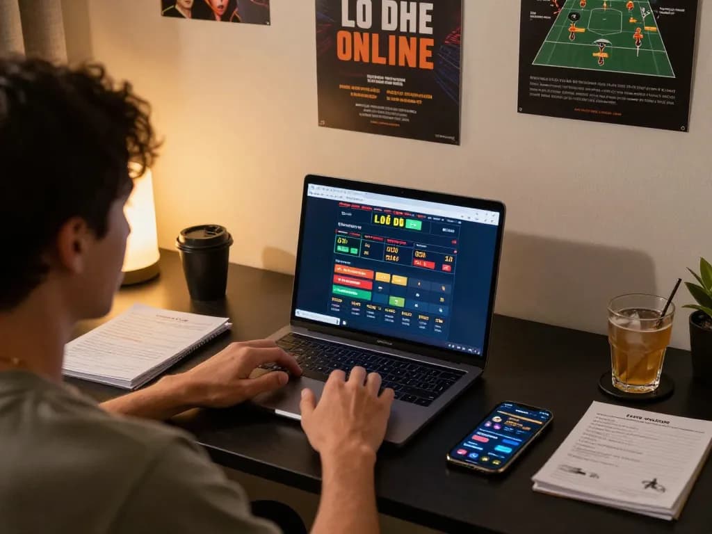 Lô đề online gaming interface displayed on laptop during an at-home betting session.