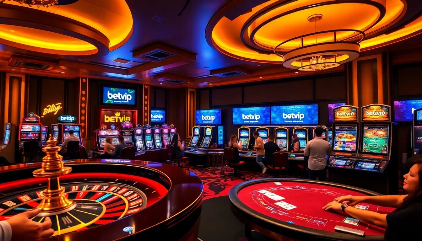 Trải nghiệm sự phấn khích của trò chơi casino với BetVIP, gồm roulette, poker và máy đánh xèng.