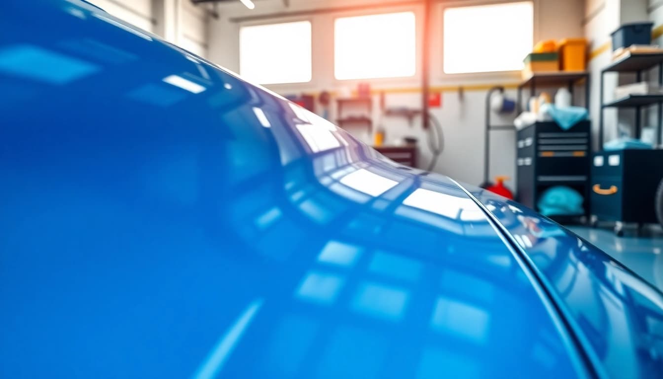 Detail-focused image of best car detailing Chattanooga TN showcasing a polished car in a professional garage.