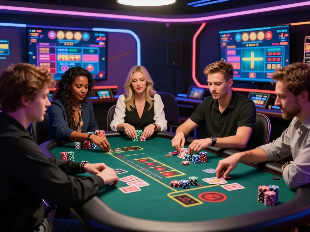 Players enjoying 바카라사이트 in a vibrant online casino setting with exciting visuals and engaging gameplay elements.