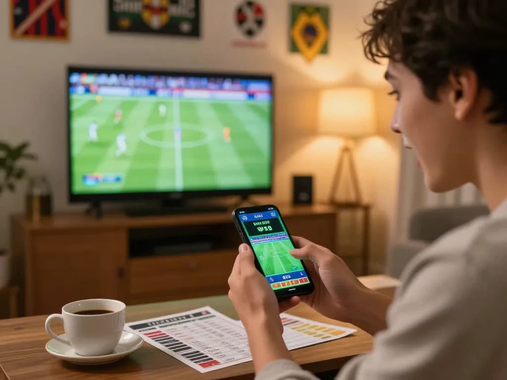 Tỷ lệ bóng đá wap being actively placed via mobile betting during a live football match.