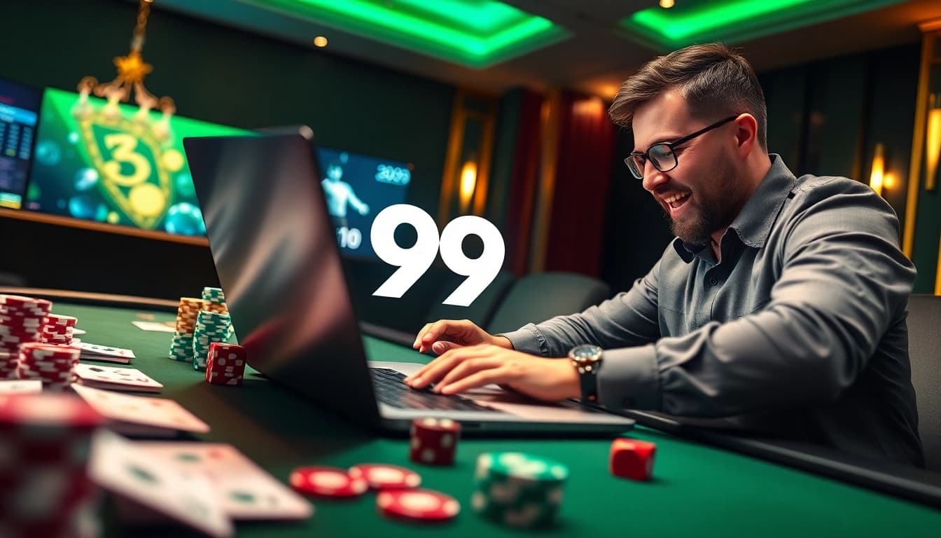 Experience the thrill of PS99 online gambling with vibrant casino visuals and engaging gameplay elements.