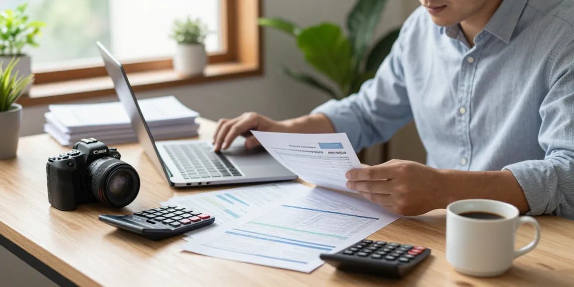 Expert analyzing deposit 5000 strategies with financial documents in a cozy office