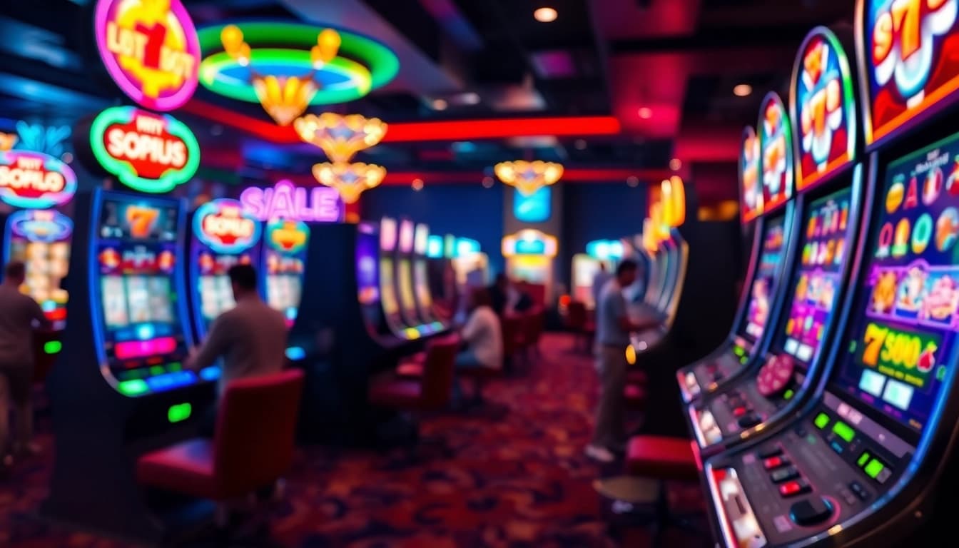 Engage with exciting microgaming slot machines in a vibrant casino setting.