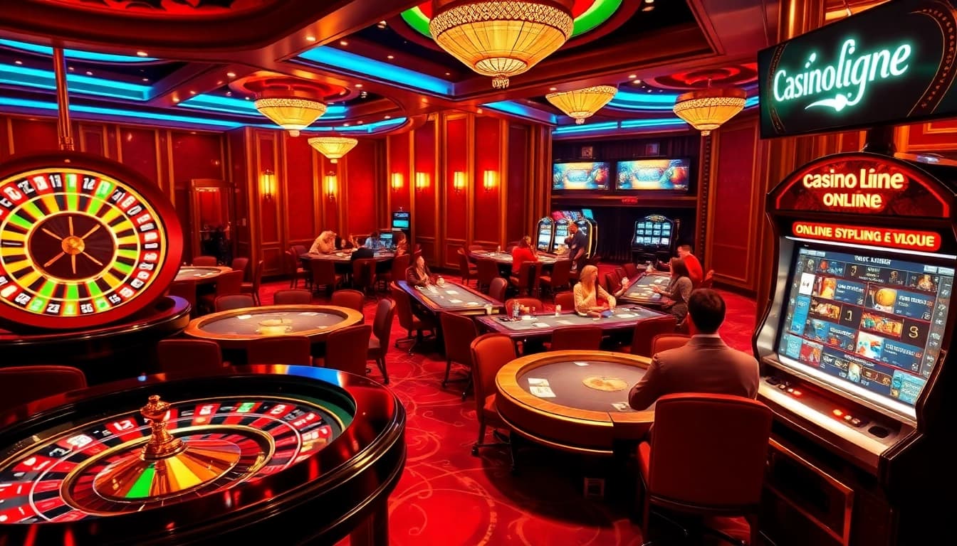 Scène de jeu mettant en avant des activités de casino animées, soulignant le casino en ligne pour les joueurs en ligne.