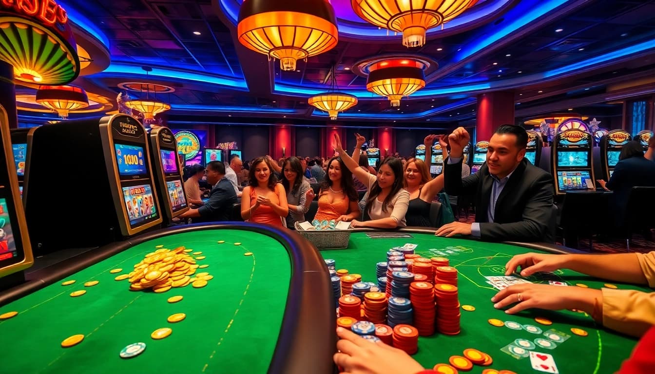 Celebrate big wins at stus slot gacor with vibrant slot machines and excited players.