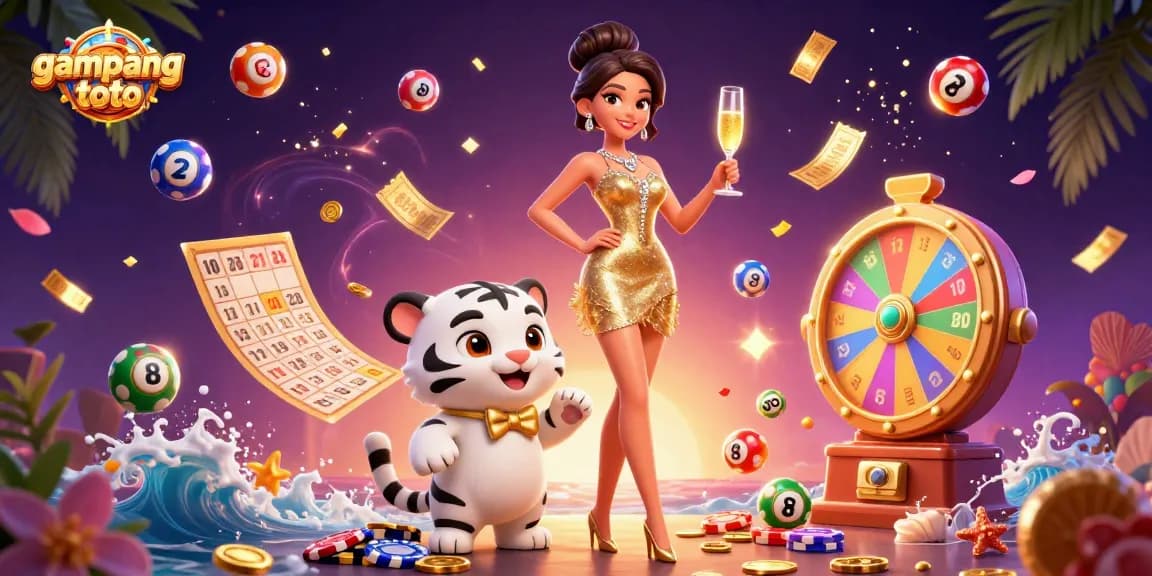 Experience the excitement of gampangtoto with glamorous characters, vibrant lottery themes, and rich casino elements.