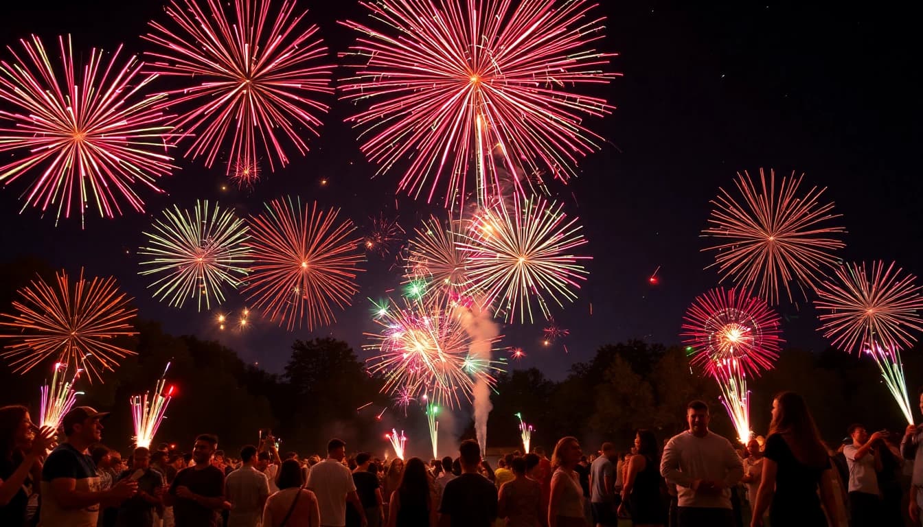 Celebrate with cheap fireworks near me lighting up the night sky during a festive gathering.