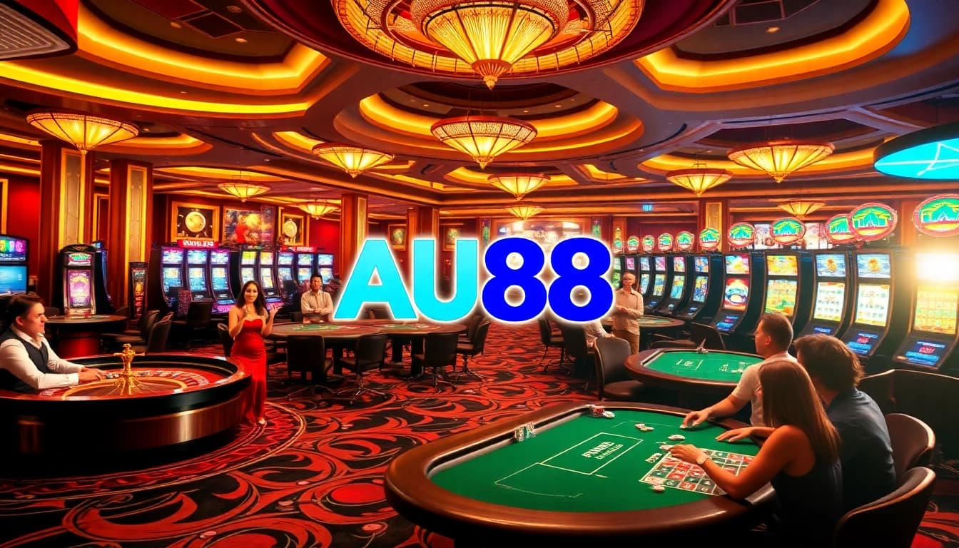Experience luxury gaming at AU88 with roulette wheels, poker tables, and dynamic players.
