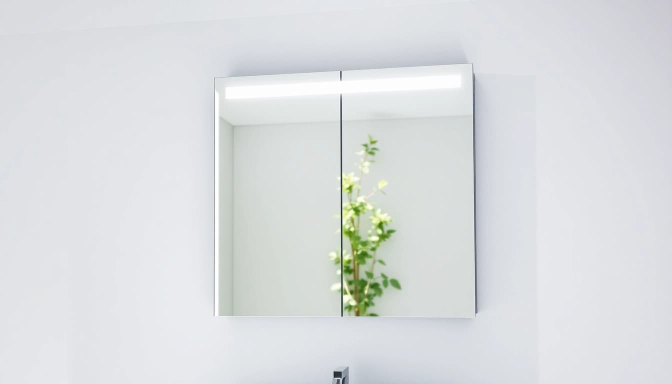 Eleganter sonni Spiegelschrank im Badezimmer mit moderner LED-Beleuchtung