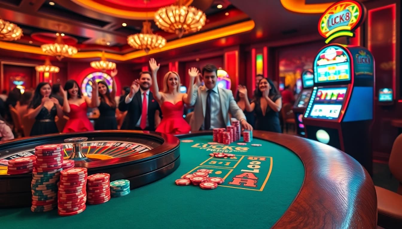 Người chơi LUCK8 tham gia trò blackjack đầy hứng thú tại bàn casino chuyên nghiệp.