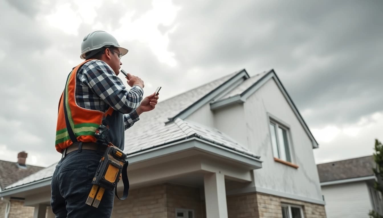 Addressing spray foam roof problems with a contractor inspecting residential roofing.