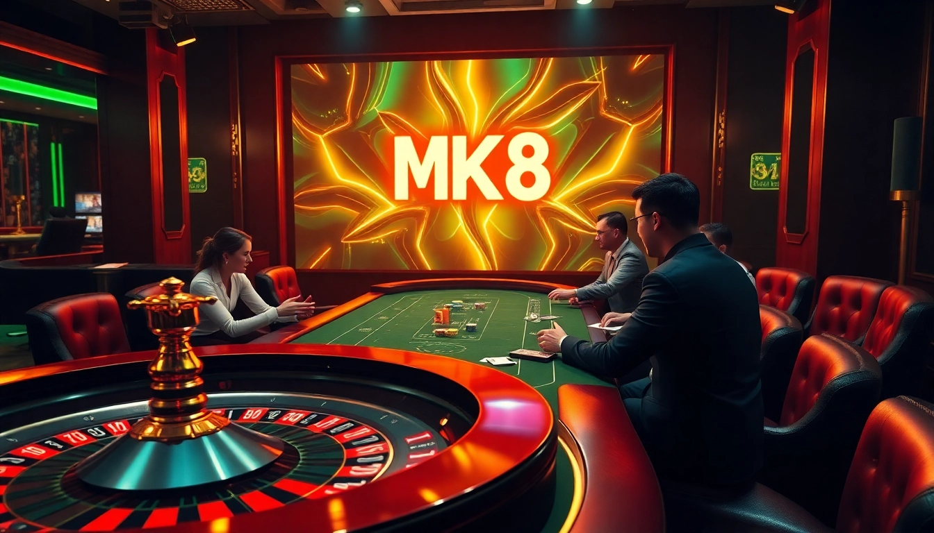 Players engaging in thrilling MK8 casino games at a luxurious gambling table.