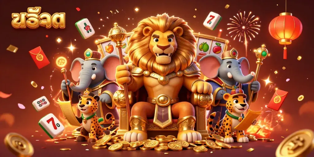 Winning big withสล็อต in a vibrant casino scene featuring dynamic characters and rich elements.