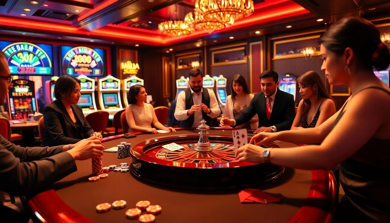 Players enjoying a thrilling moment at EE 88 casino with vibrant gaming tables.