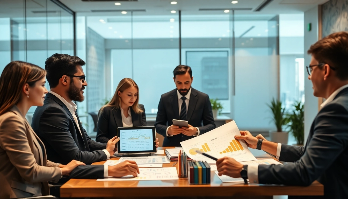 Analyzing competitor pricing strategies in a professional workspace with a diverse team.