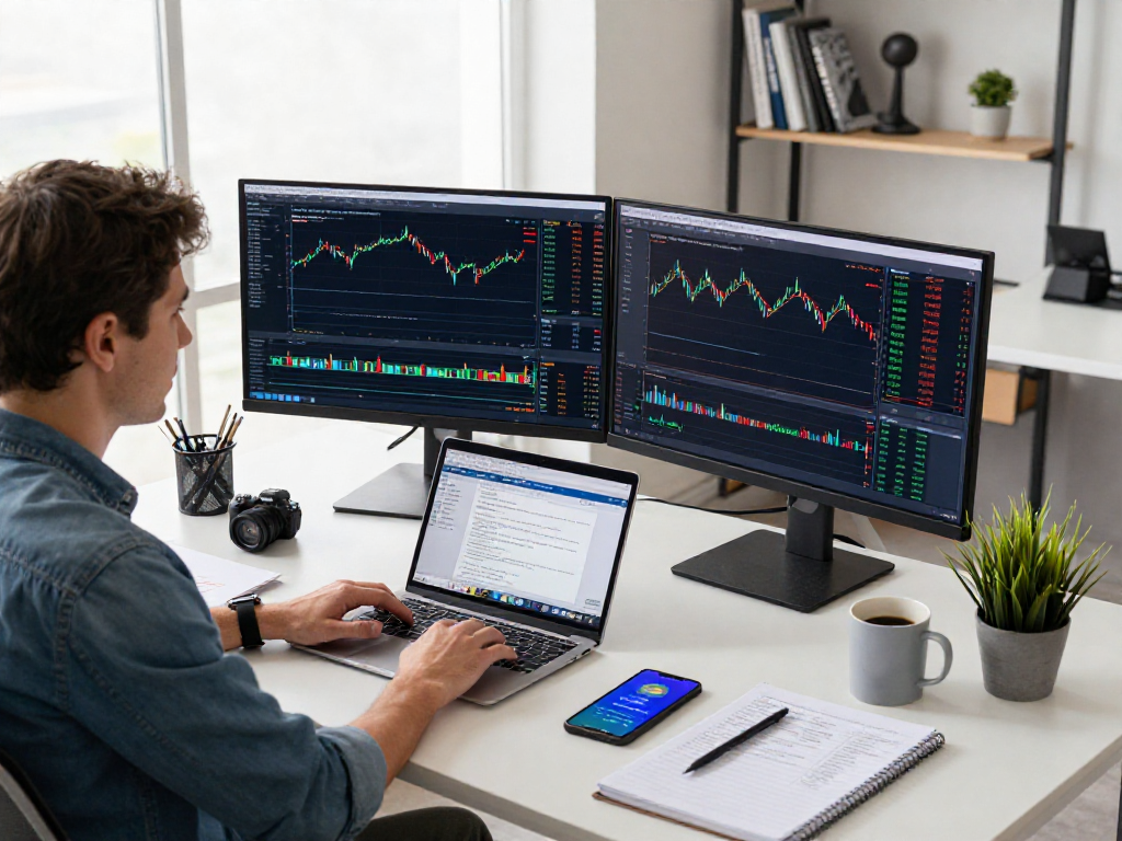 交易者在现代金融工作空间使用metatrader 5进行交易分析的场景