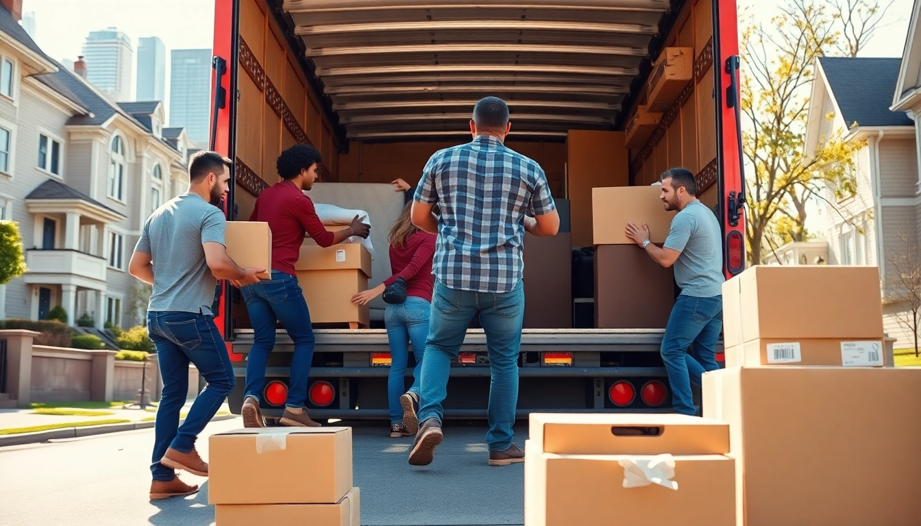 Efficient Toronto moving services at work with professional movers loading furniture onto a truck.