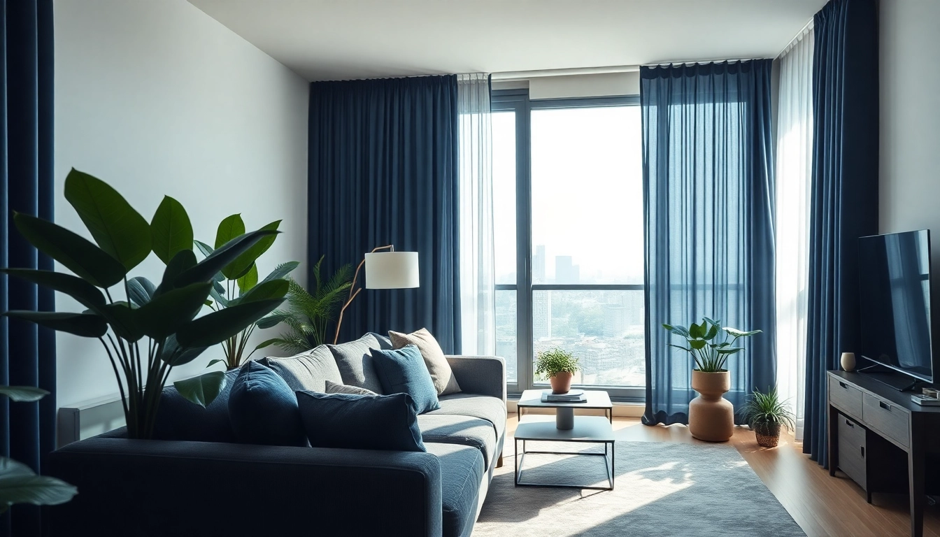 Bekijk elegante verduisterende gordijnen die natuurlijk licht blokkeren in een mooie woonkamer.