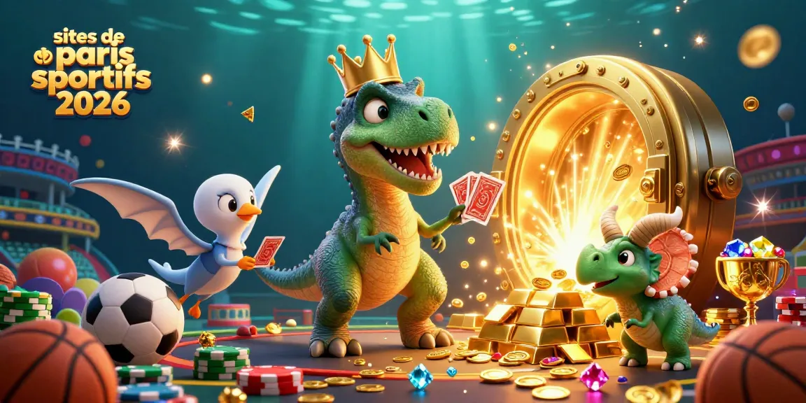 Sites de paris sportifs 2026 : Un T-Rex amusant joue aux cartes sous une lumière dorée.