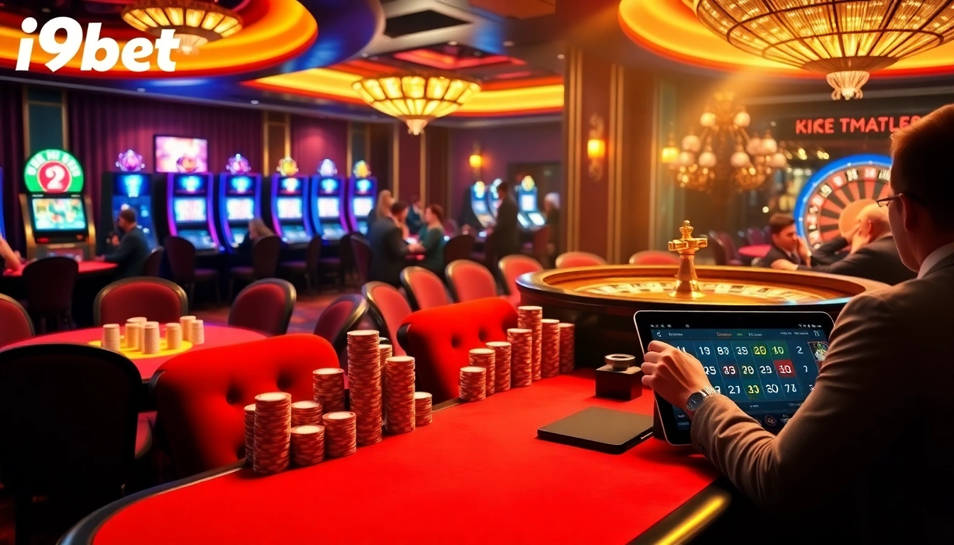 Experience the excitement of i9bet with vibrant casino games and luxurious betting tables.