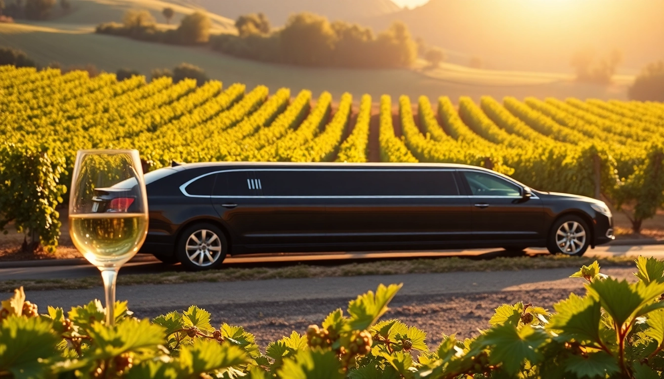 Experience limo wine tasting tours with a luxurious limousine in a stunning vineyard setting.