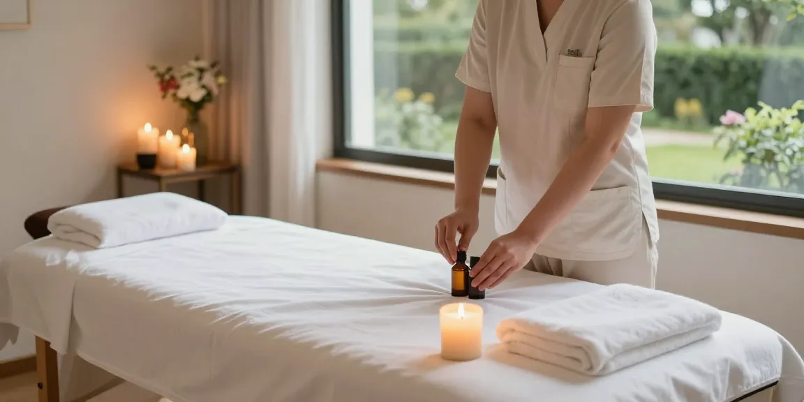 Explore makangs.com/region/국내/서울-/마사지-스웨디시 with a relaxing Swedish massage scene in a serene wellness spa.