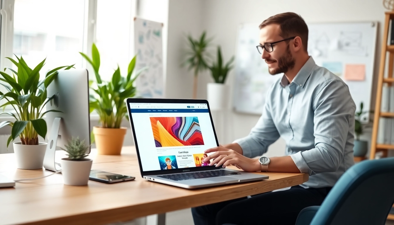 Affordable web design Essex collaboration between a designer and client in a bright office.