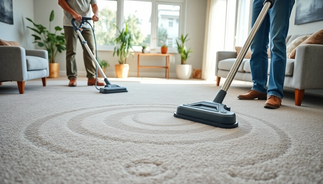 Professional carpet cleaners Lincoln CA revitalizing a plush carpet with advanced equipment.