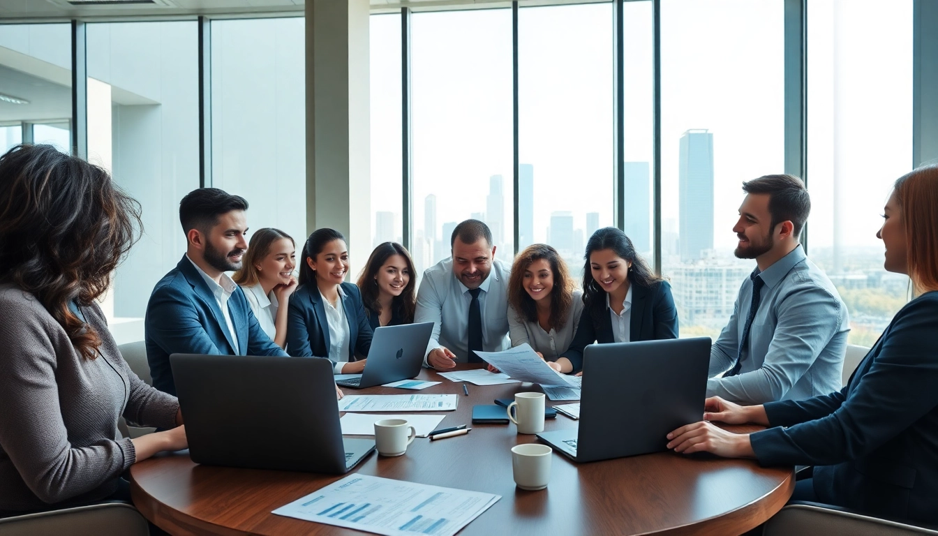 Business professionals engaged in Proposal Writing and Management during a collaborative meeting
