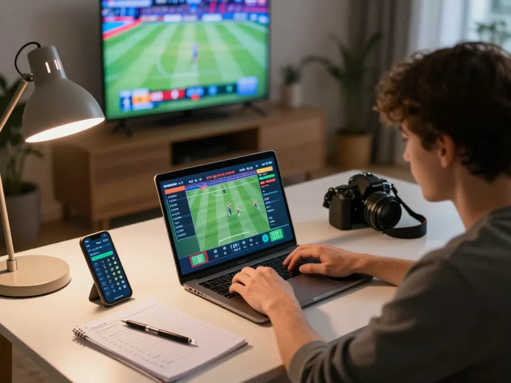 bong da lu betting strategies in action on a laptop, emphasizing live sports engagement