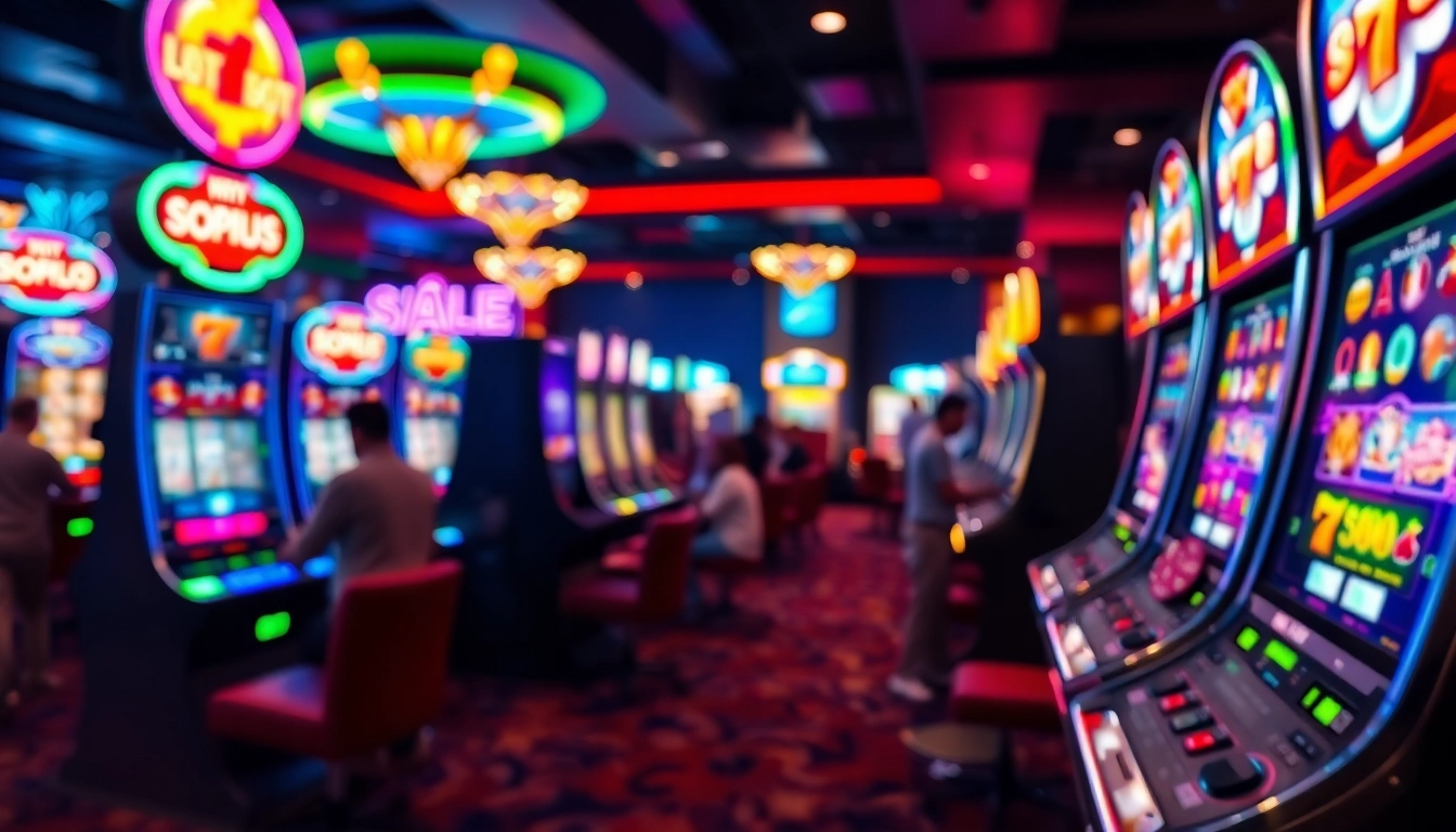 Engage with exciting microgaming slot machines in a vibrant casino setting.