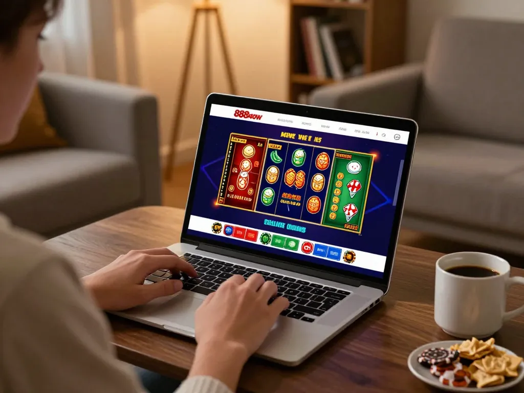 Engaging with 888now đăng nhập on a laptop for thrilling online casino gaming experience.