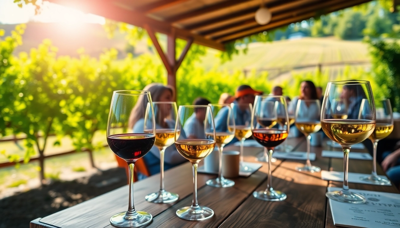 Enjoying Clarksburg wine tasting outdoors with friends amid beautiful vineyards.