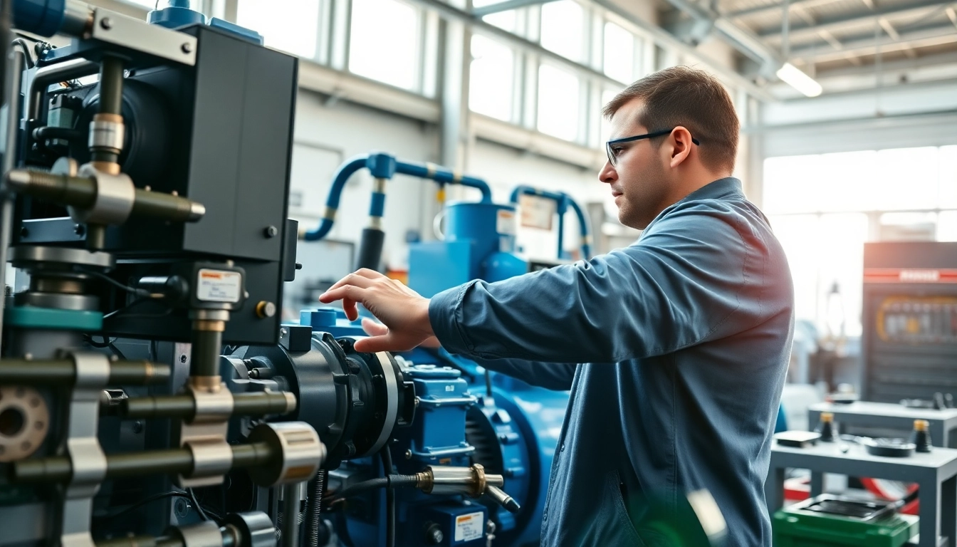 Displaying fluid power systems through a professional hydraulic engineer’s hands at work in a well-equipped workshop.
