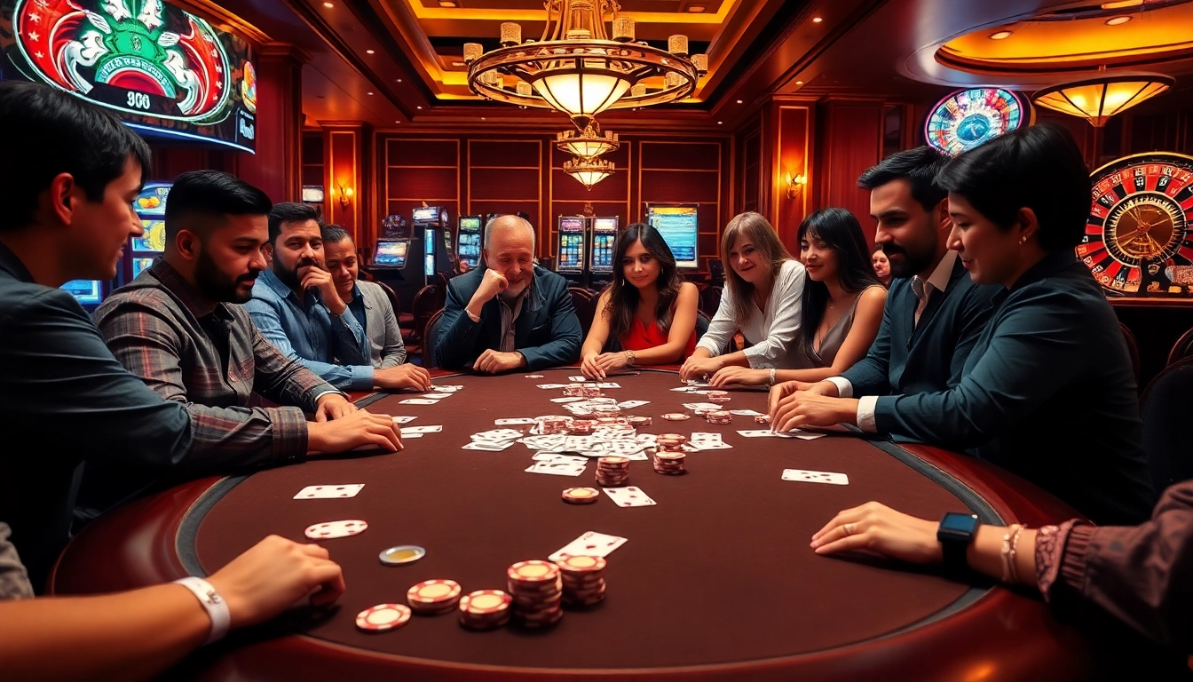 Tobet88 poker night scene with players strategizing at a luxurious casino table.