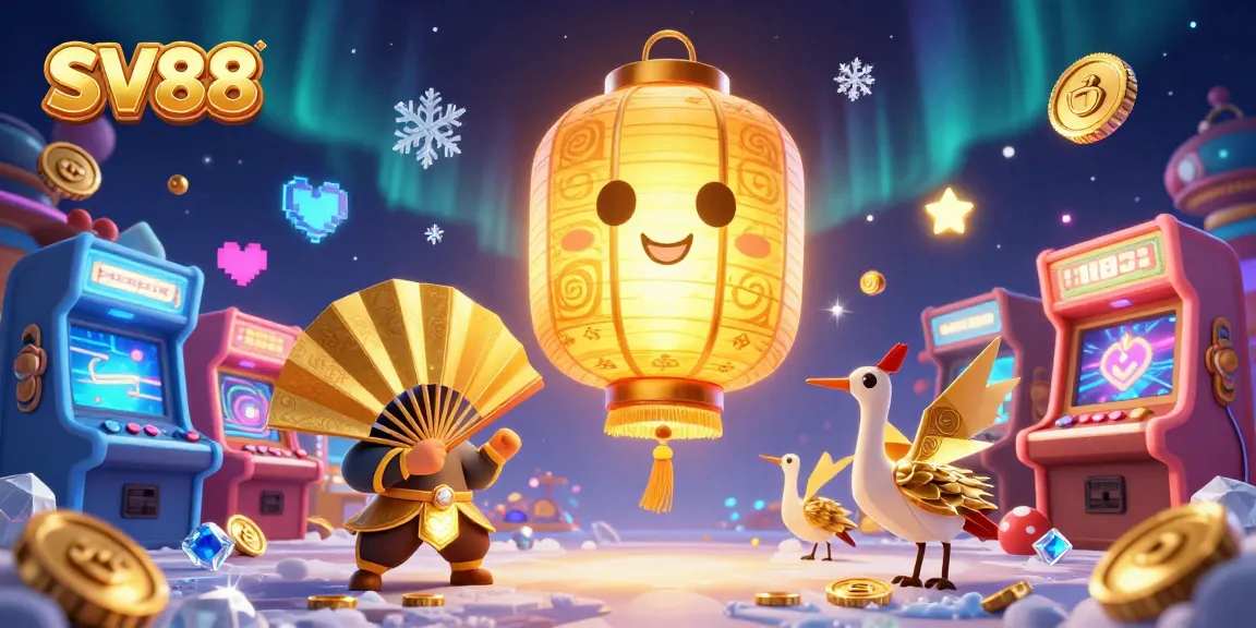 Engage in thrilling gaming at SV88's vibrant night market casino with dynamic visuals and exciting elements.