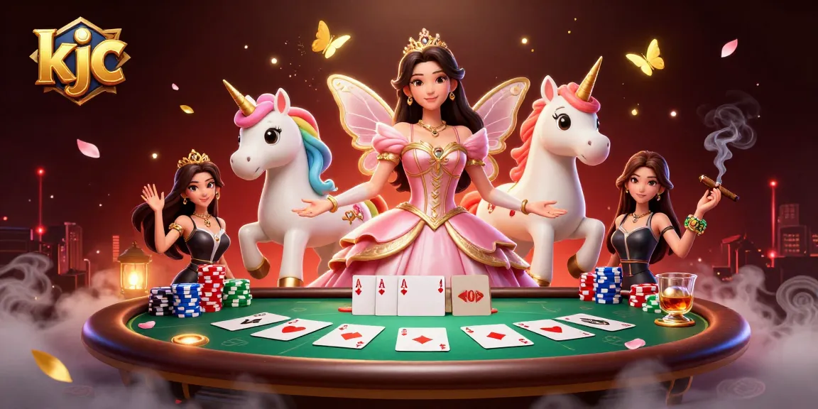 Engage in thrilling poker action at KJC with vibrant visuals and unique characters.
