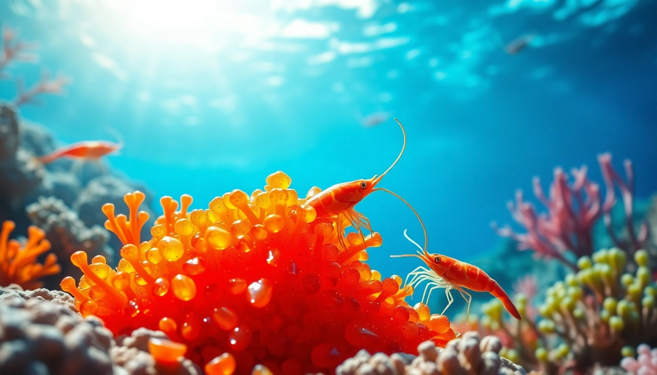 Discover the health benefits of natural astaxanthin Canada in a vibrant underwater scene.