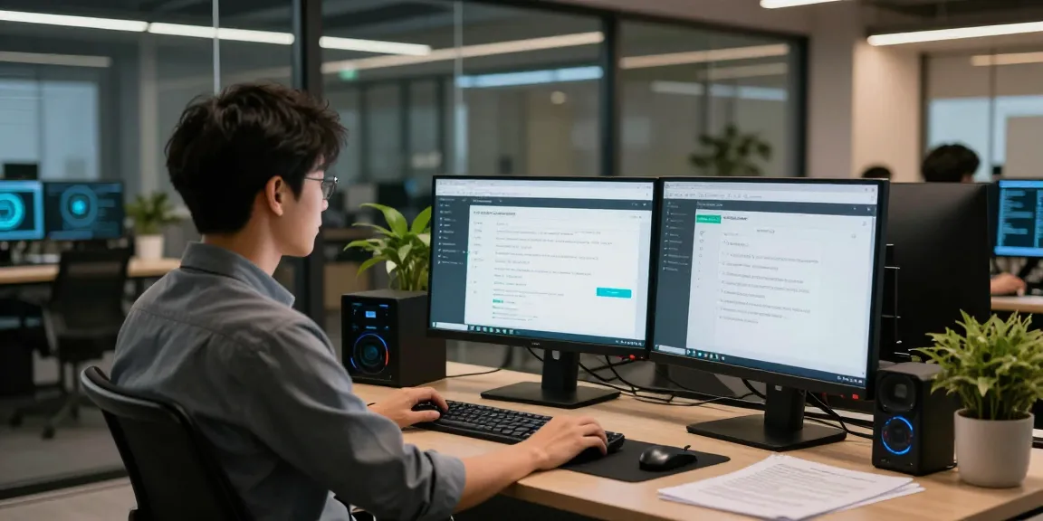 Security verification process at https://shs-dome5.com/ featuring an IT professional focused on browser checks and security protocols.