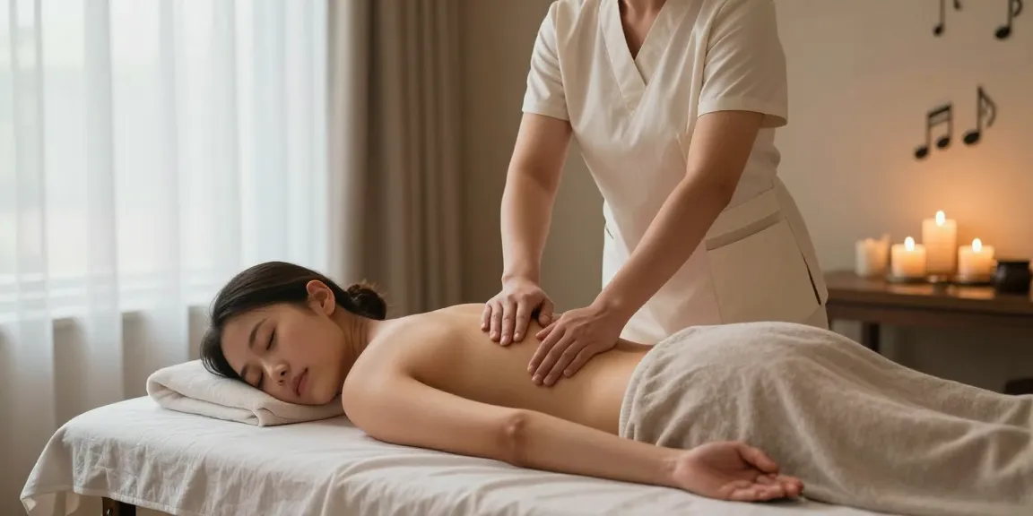 마사지 치료가 진행되는 편안한 마사지룸의 모습