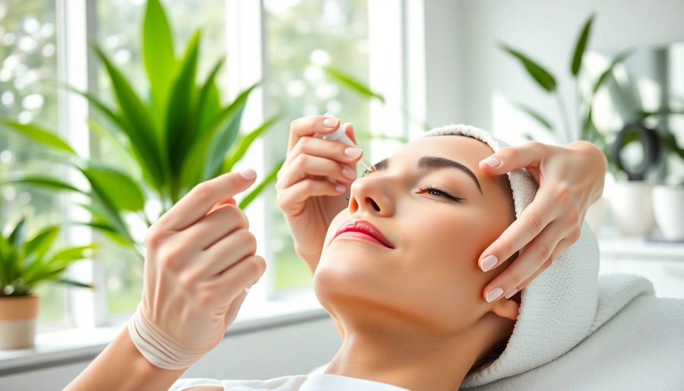 Aesthetic treatments being applied in a modern clinic, showcasing a professional and calming environment.