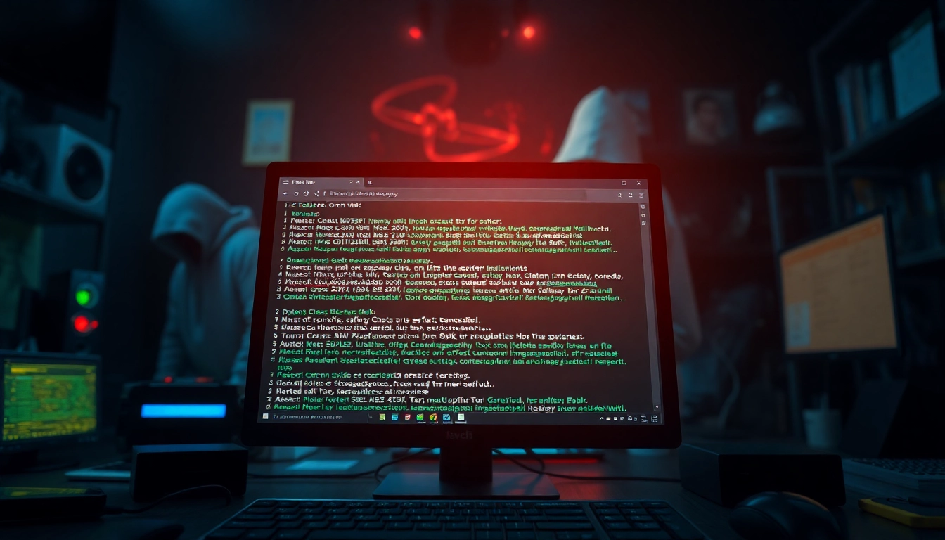 The hidden wiki 1 interface displaying .onion links in a mysterious dark web setting illuminated by neon colors.