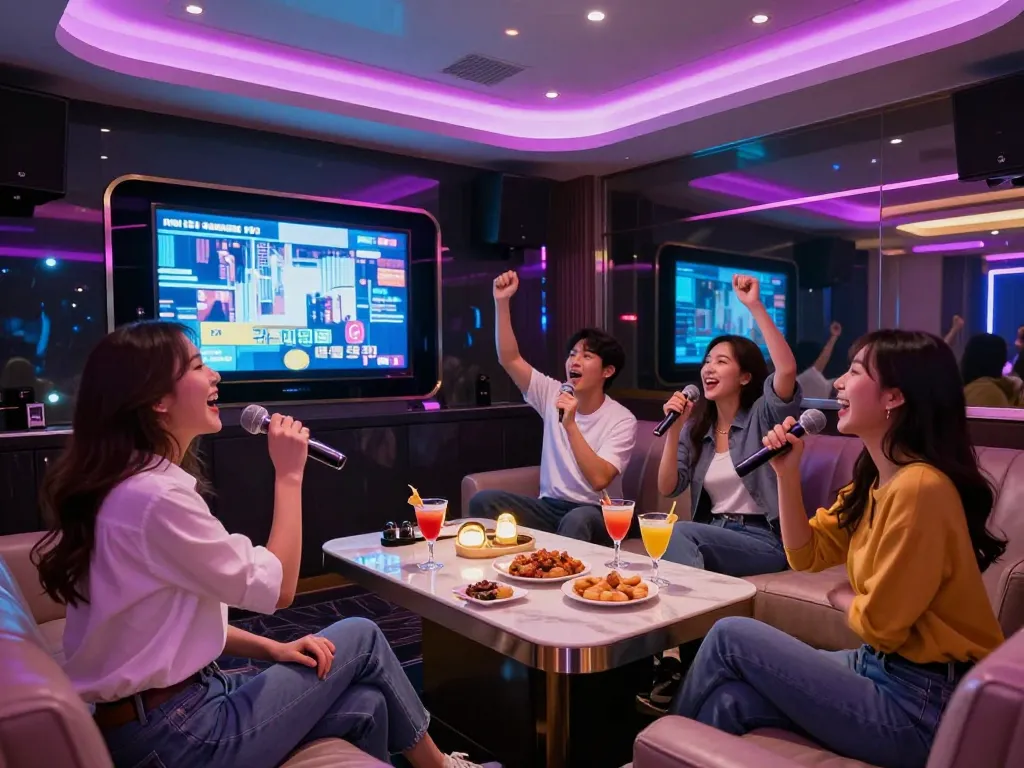 친구들과 함께 활기차고 고급스러운 환경에서 강남퍼펙트 노래방의 흥분을 경험하세요.