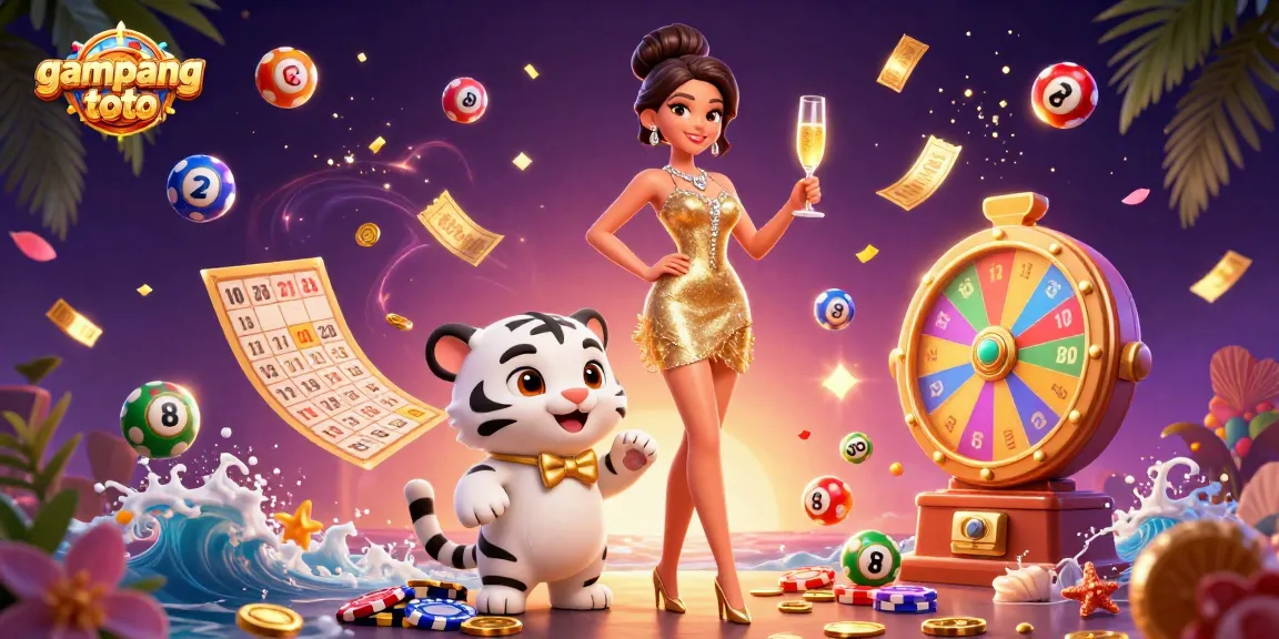 Experience the excitement of gampangtoto with glamorous characters, vibrant lottery themes, and rich casino elements.