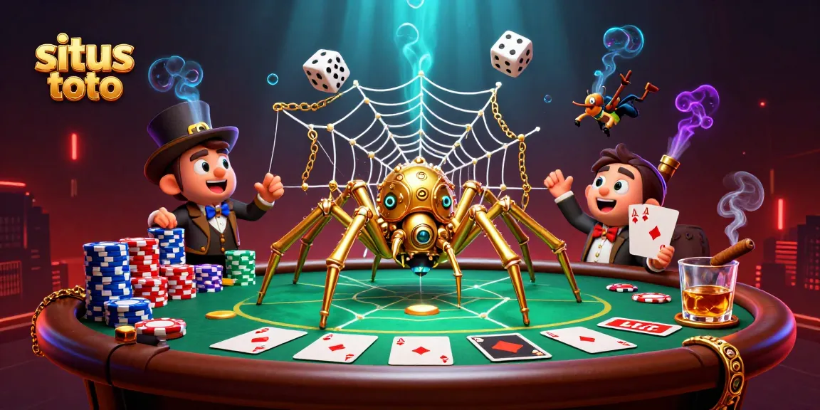 Engage with situs toto in a vibrant 3D scene featuring a golden spider web of chance and strategy.