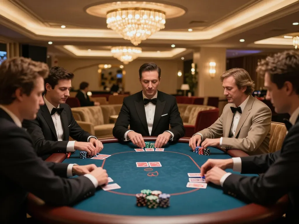 Players enjoying a high-stakes game at the 789 club's luxurious VIP poker table amid a sophisticated atmosphere.