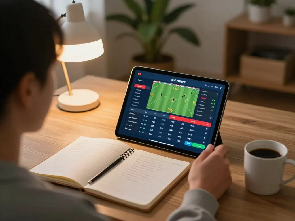 Soi Kèo sports betting action, displaying live odds on a tablet during an engaging home session.