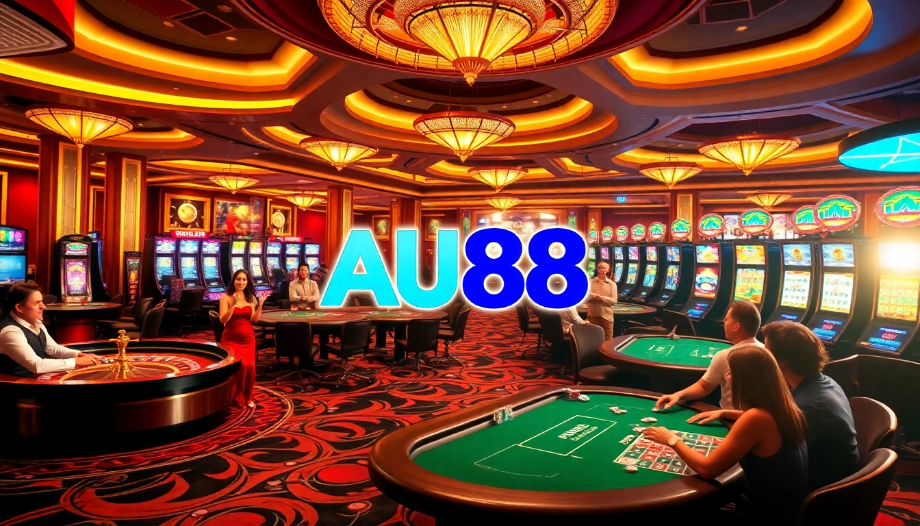 Experience luxury gaming at AU88 with roulette wheels, poker tables, and dynamic players.